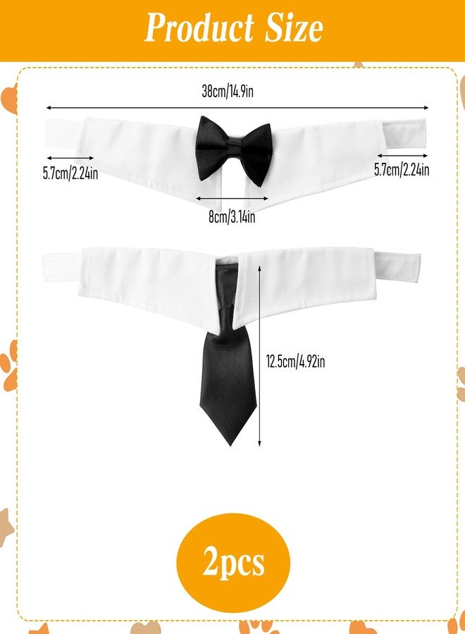 Qulkws 2 Pack Dog Cat Tuxedo Collar Cute Tux Puppies Dog Bowtie Cat Bow Tie Tux Collar Adjustable Formal Pet Cats Necktie for Neck Girth 9.3"-12" Dogs Cats Birthday Wedding Costumes - Image 2